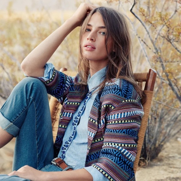 MaxMara Weekend multicolor woven jacket *AS IS* cropped pockets aztec southwest - Picture 1 of 9